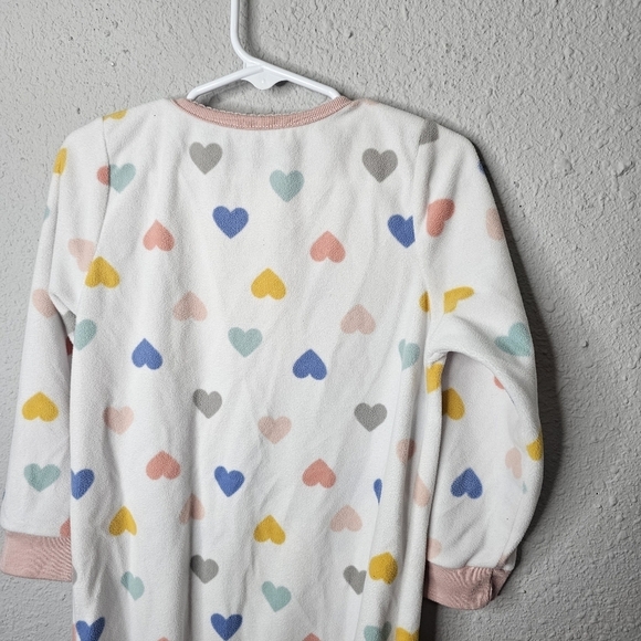 Carter's Footed Pajama Toddler 4T White Pink Heart Zip Up Long Sleeve Clean Girl - Picture 8 of 11